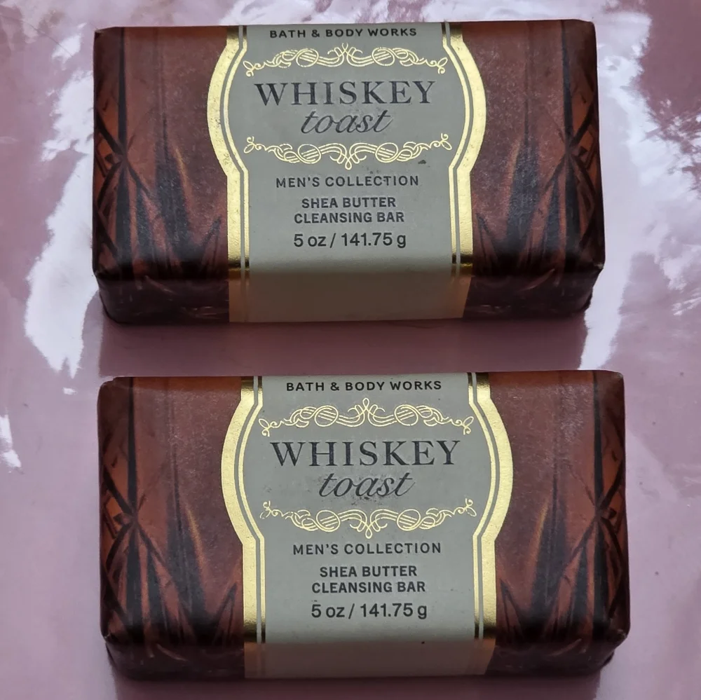Bath & Body Works Whiskey Toast Shea Butter Cleansing Bar Soap Set of 2 NEW RARE